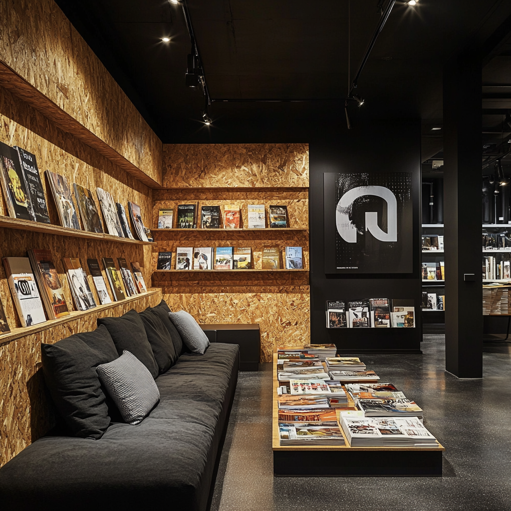 A store with magazines, books, coffee, and design