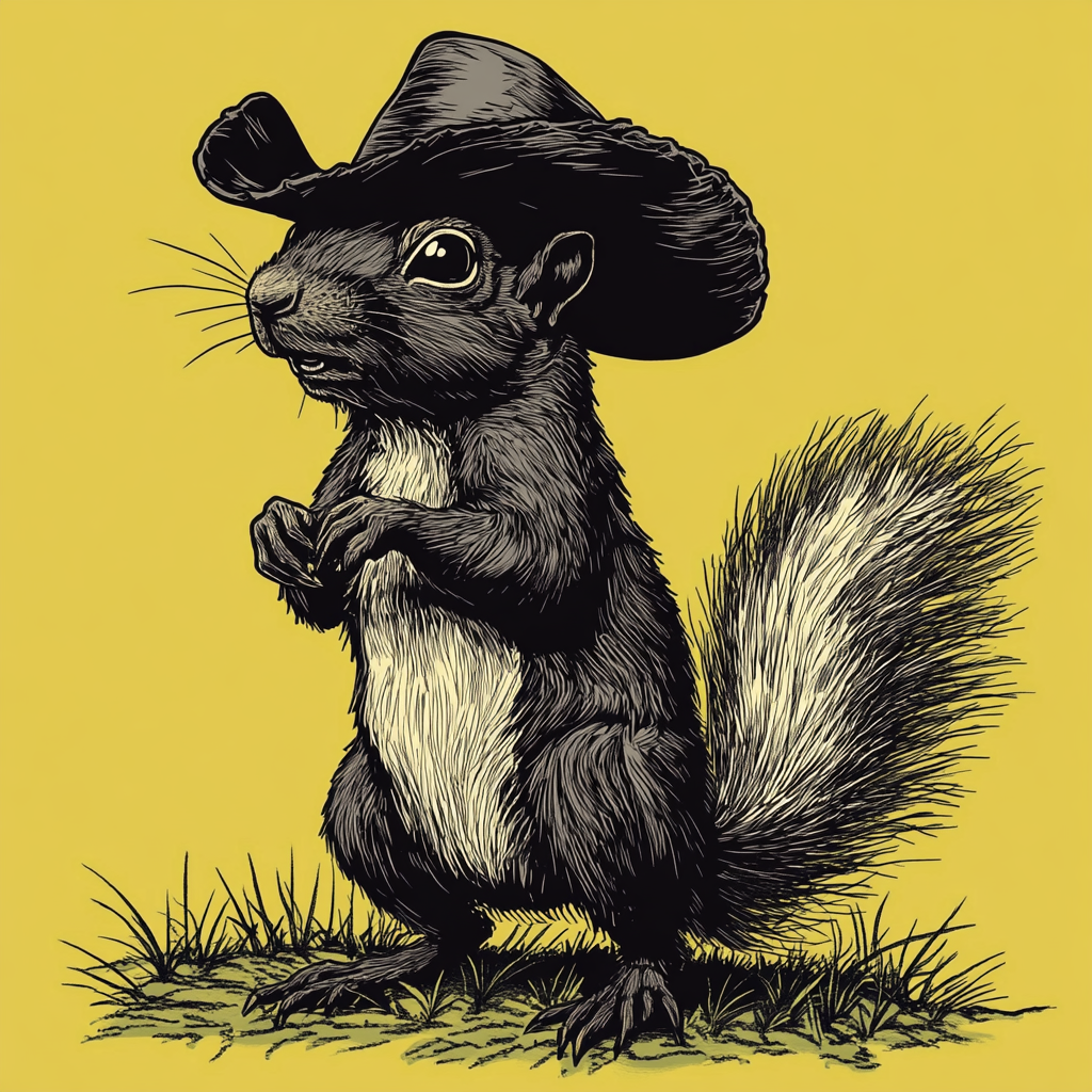 A tough squirrel in a cowboy hat