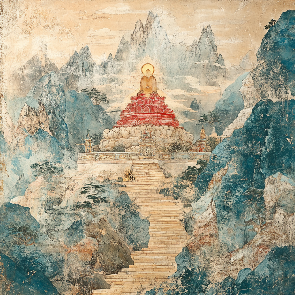 A traditional Chinese painting of Mt. Gang Rinpoche