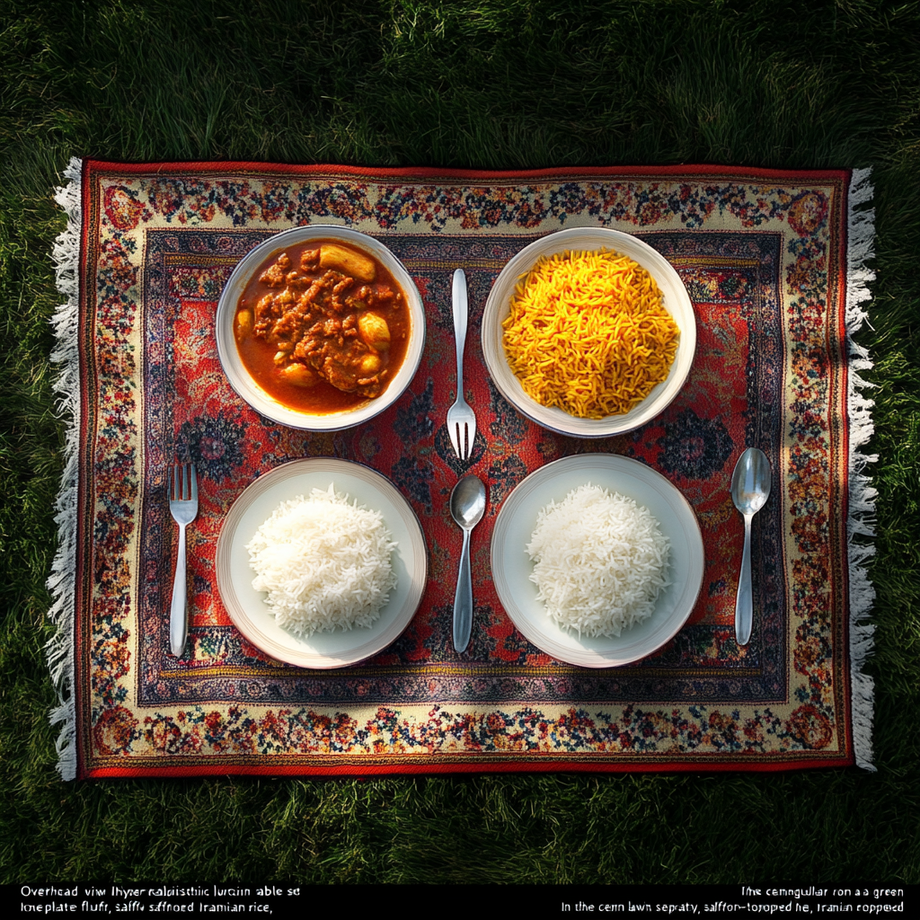 A traditional Iranian lunch spread in nature