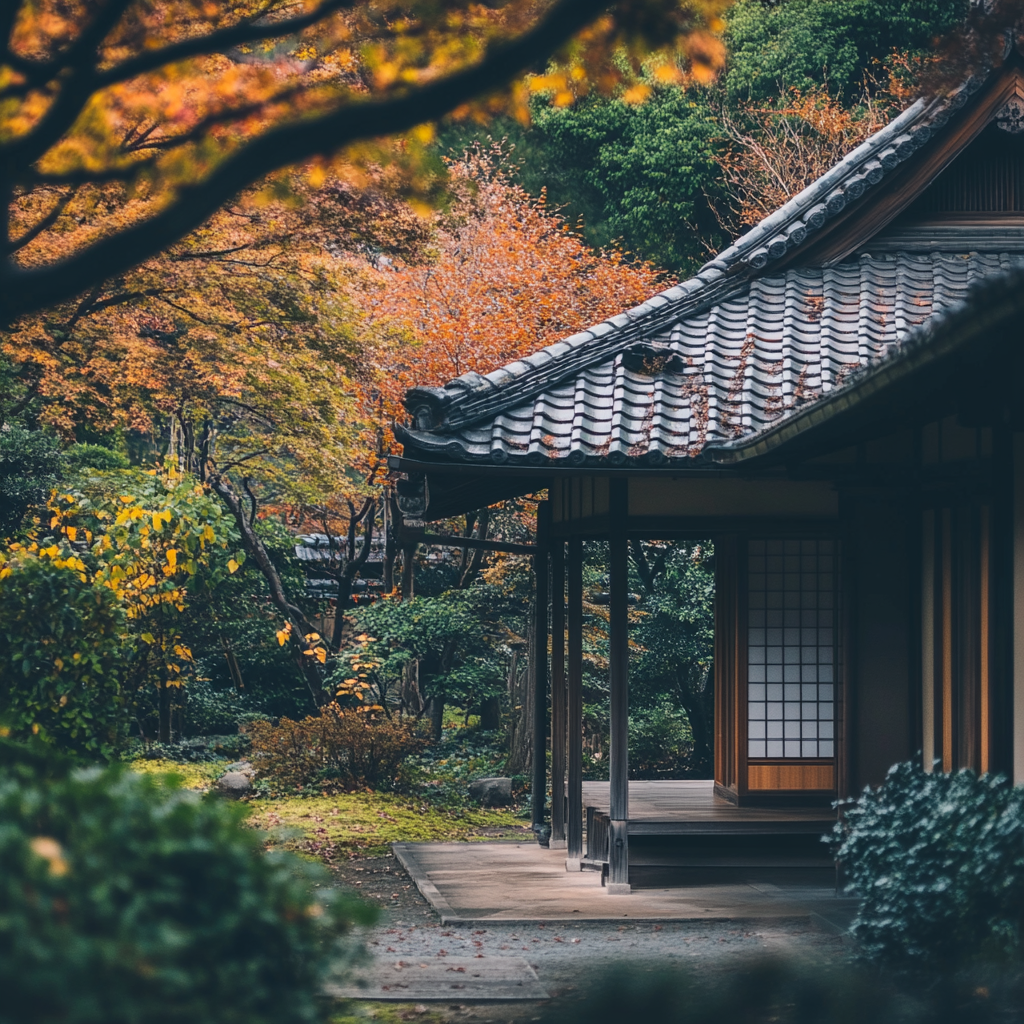 A traditional Japanese engawa on a cool day.