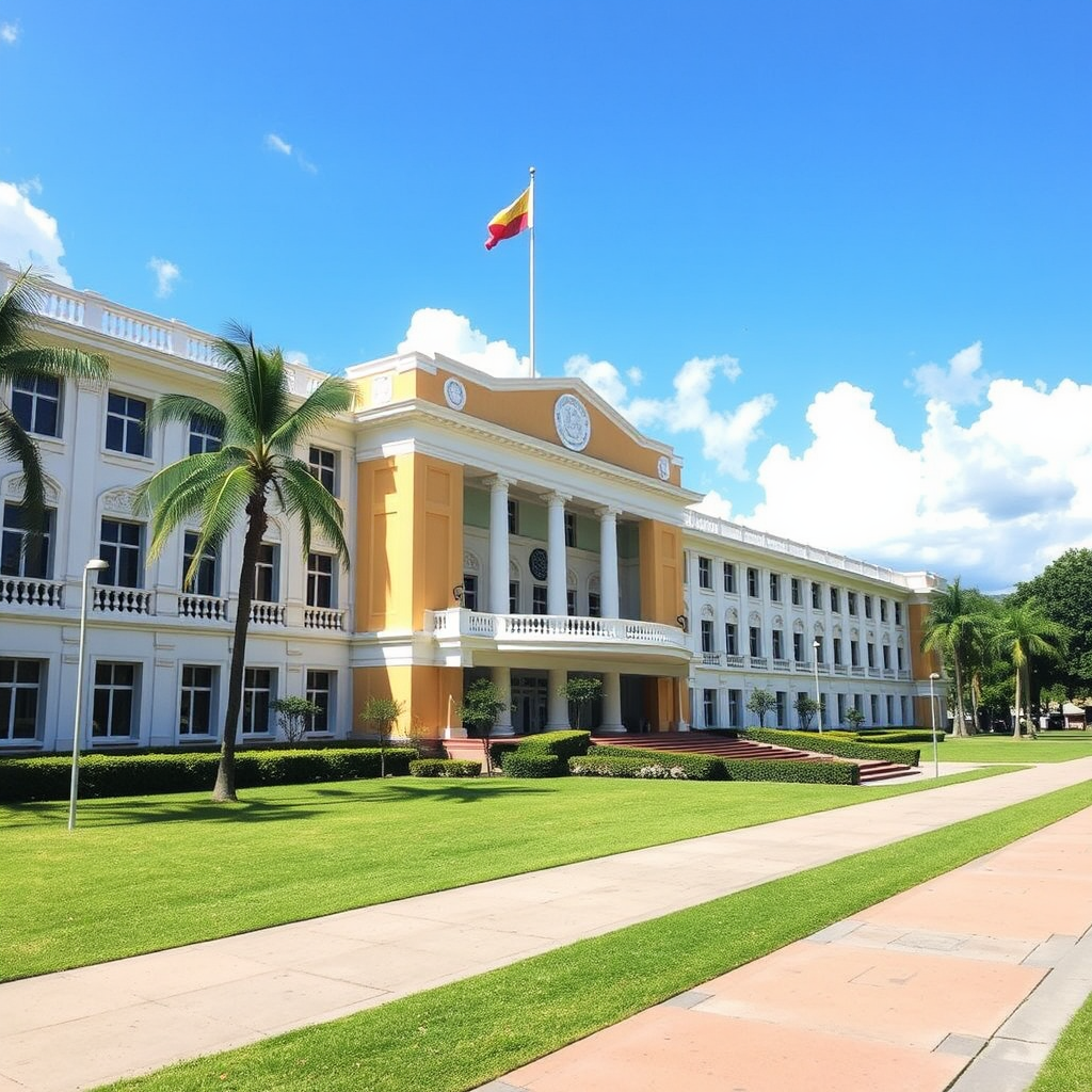 A university building with Kolombia University sign.