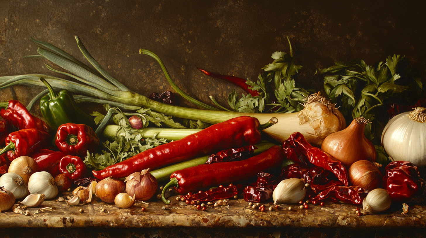 A vibrant Korean vegetable still life image