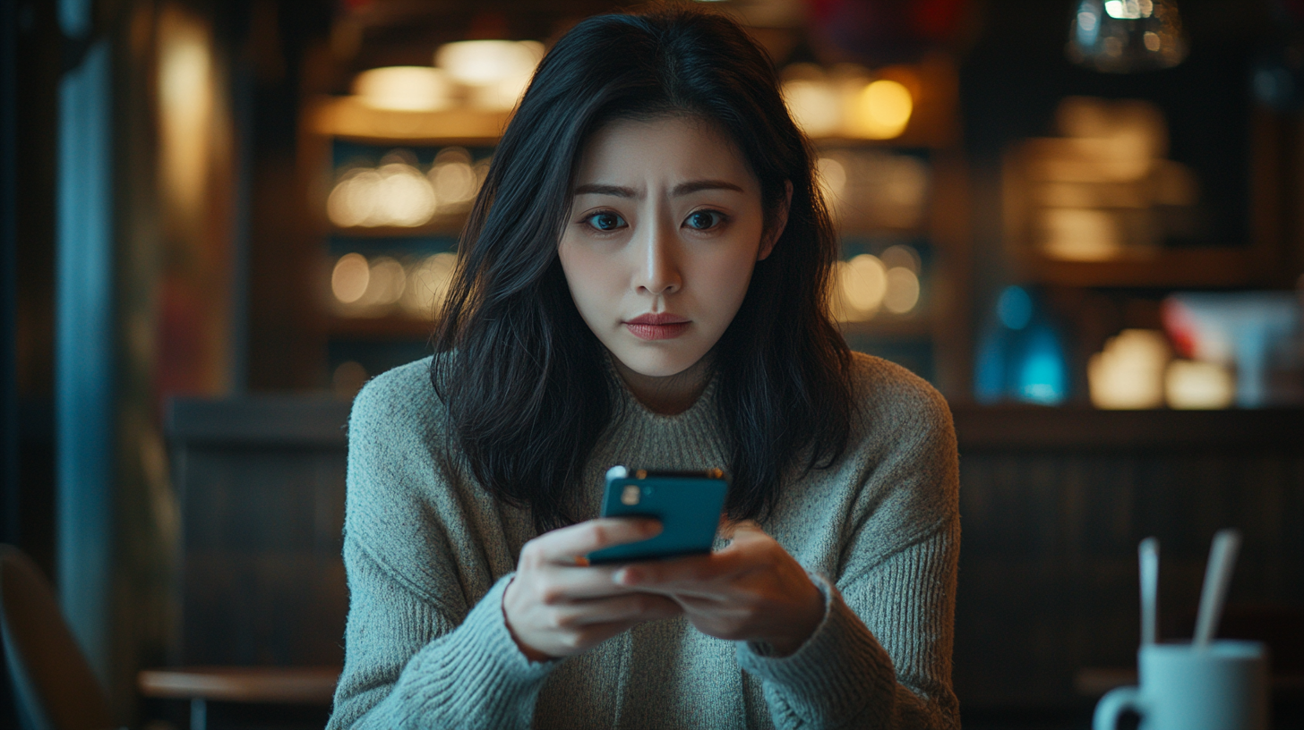 A woman in a cafe taking finance notes