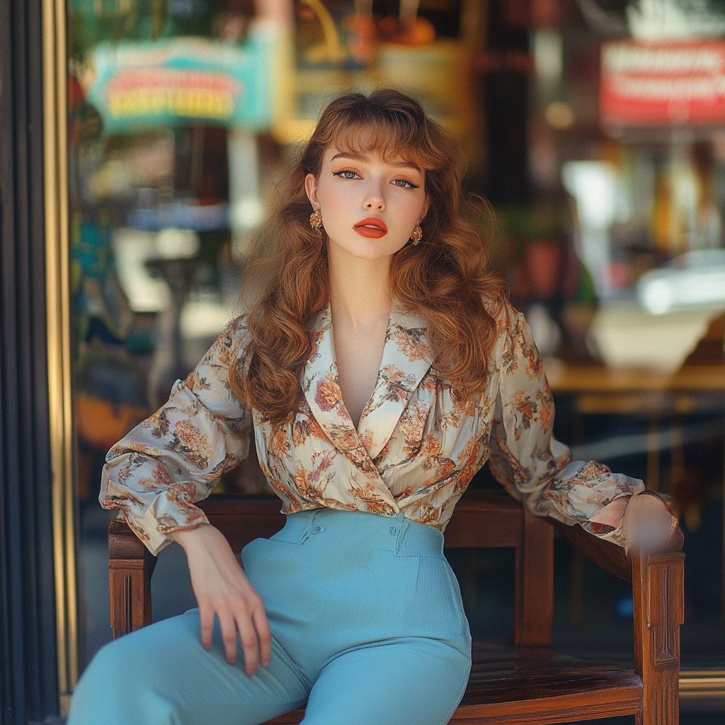 A young Caucasian woman in vintage Disney attire.