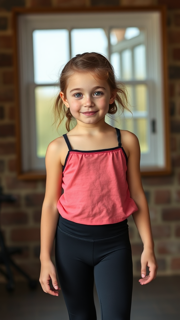 A young Irish girl in Nike leggings.