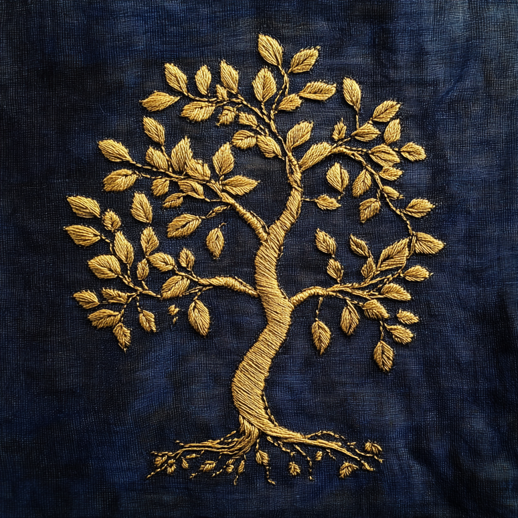 A young lemon tree on a knight's tapestry