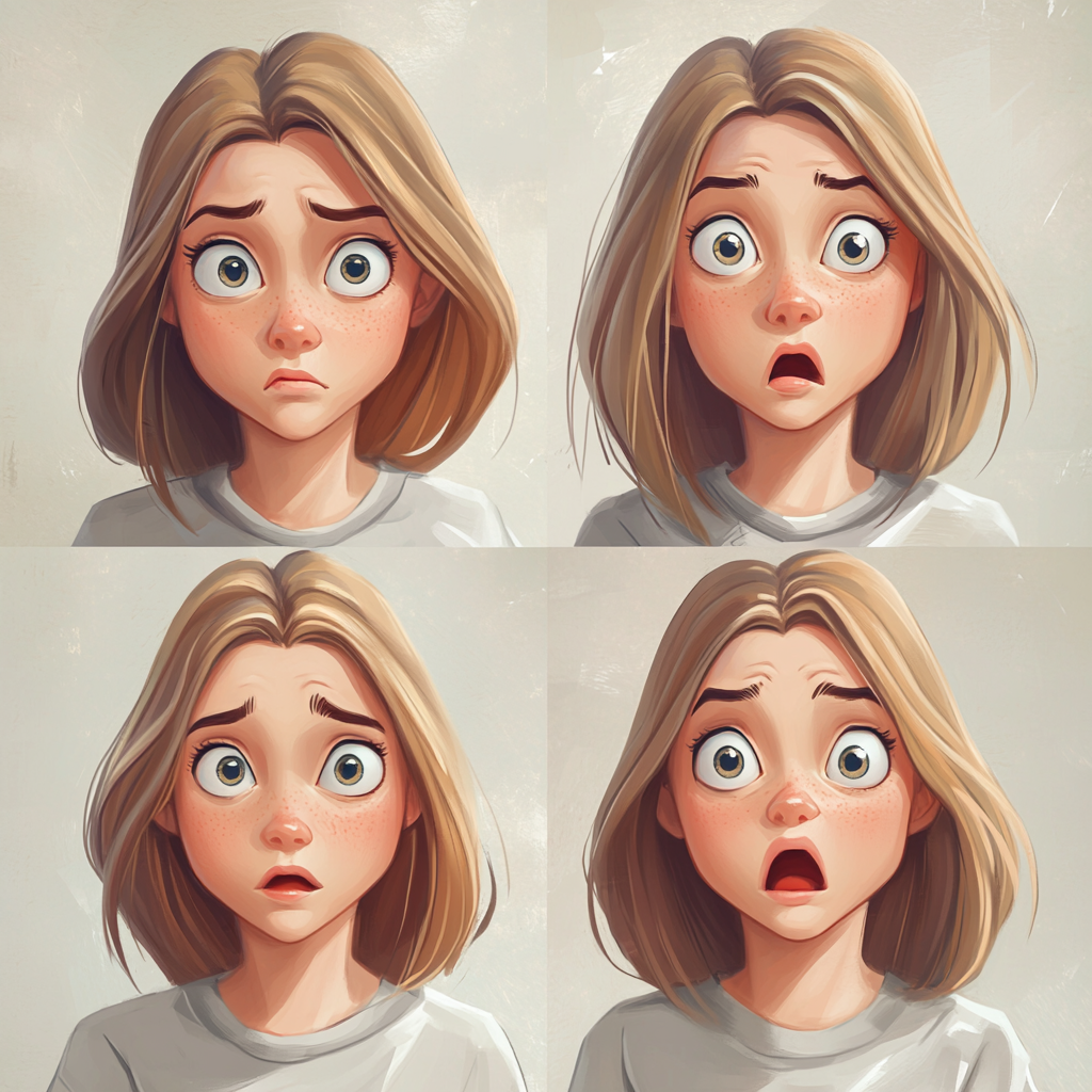 A young woman shows gentle, realistic expressions