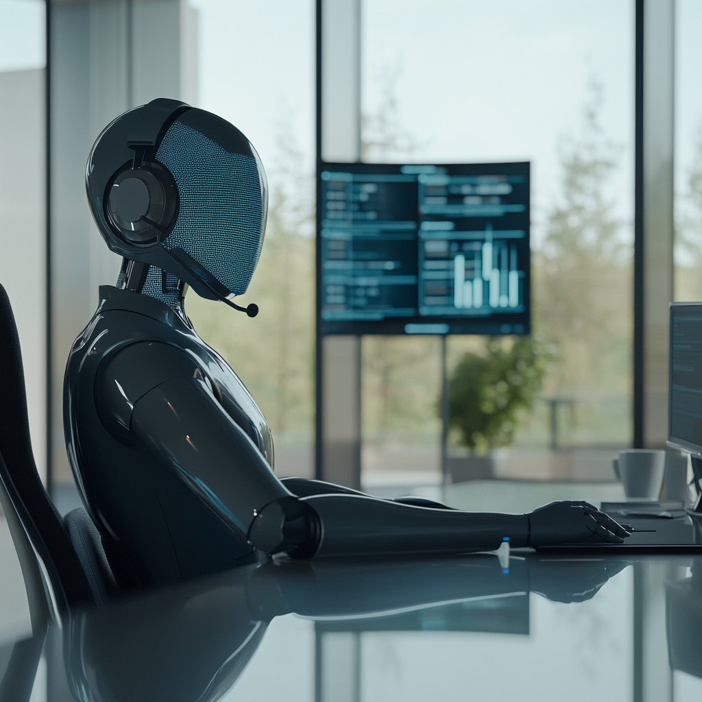 AI Call Bot in Modern Office Working Professionally