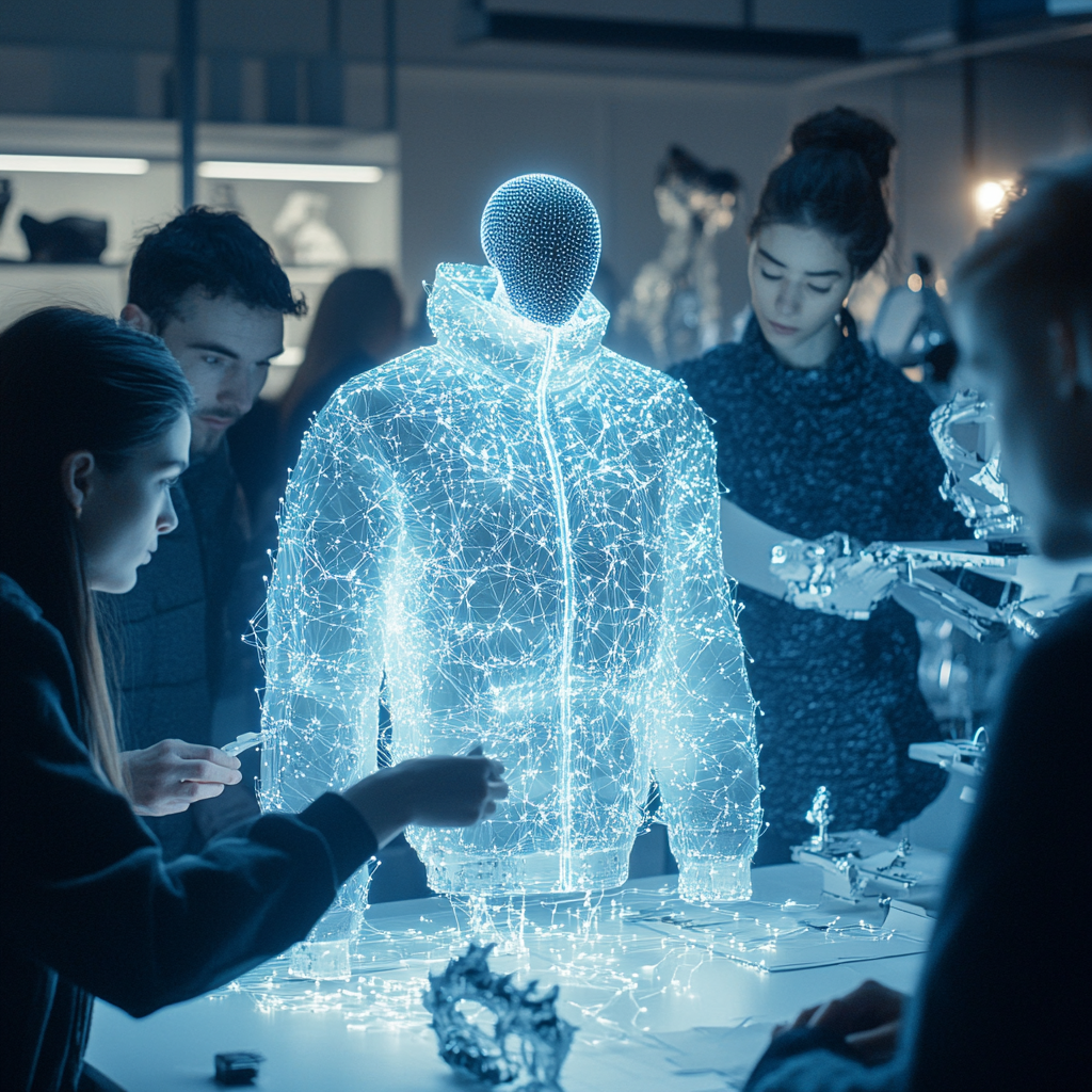 AI Fashion Design Collaboration in Modern Workspace