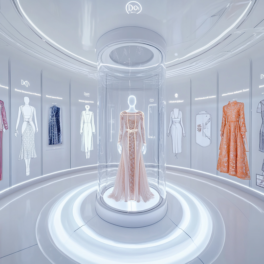 AI camera creates personalized Dior outfit in closet.