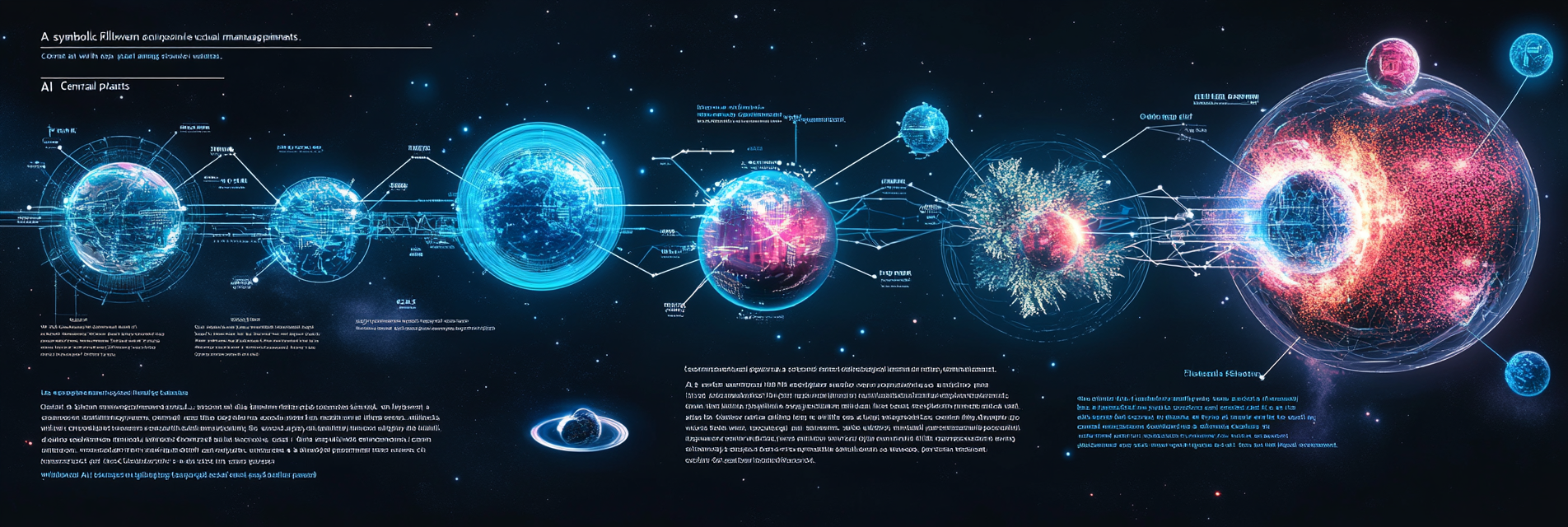 AI entities connect planets, fostering diverse environments in harmony.