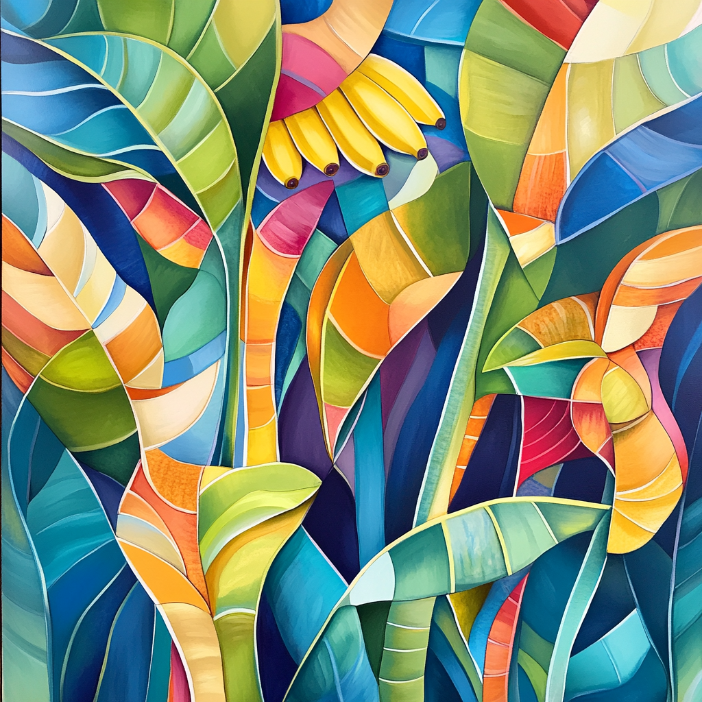 Abstract, Vibrant Art of Banana Plantation