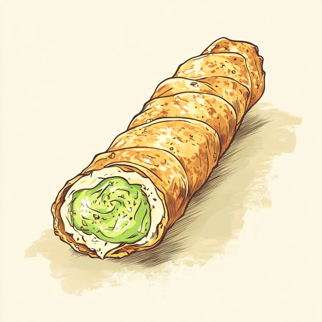 Abstract Cannoli with Pistachio Cream Illustration