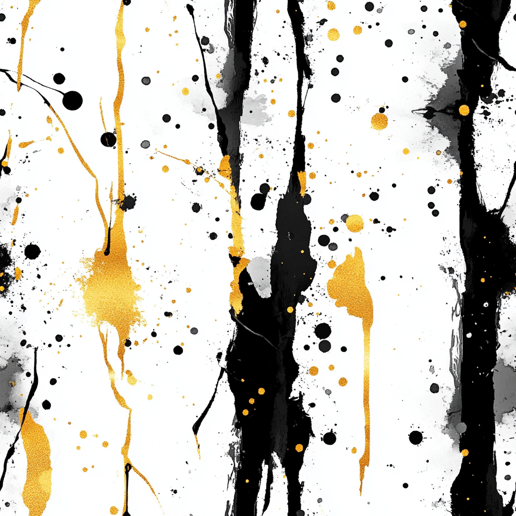 Abstract Cotton Pattern with Gold and Mascara Details