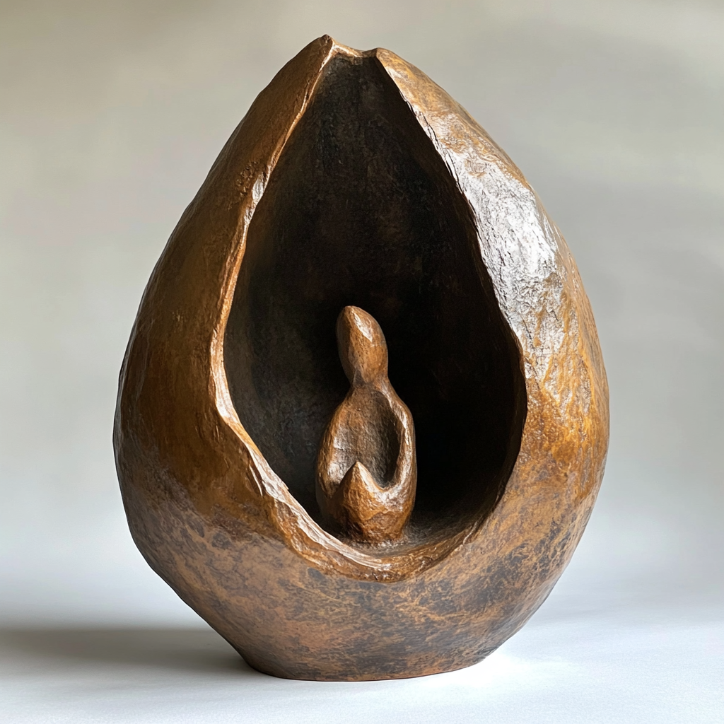 Abstract Golden Brown Figure Shelter Sculpture