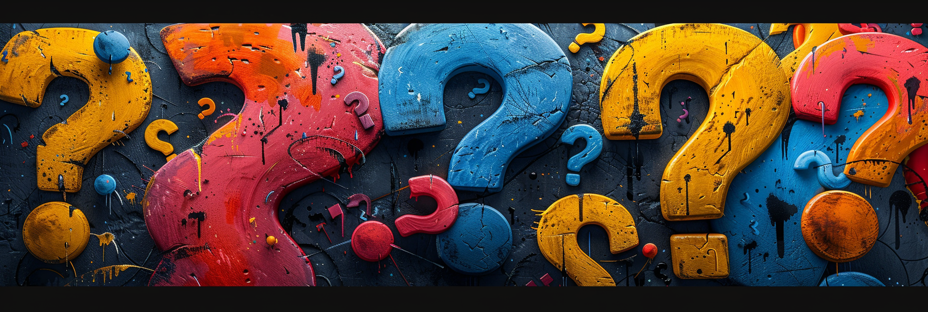 Abstract Graphic: Bold Question Mark Composition, Flat Design