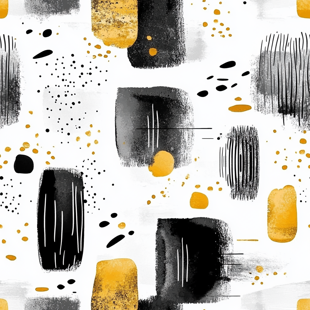 Abstract Watercolor Pattern with Golden Oil Splashes