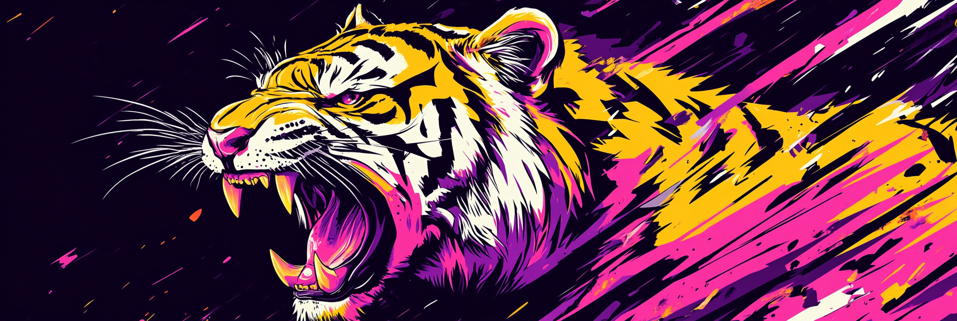 Abstract angry tiger illustration in modern graffiti style.