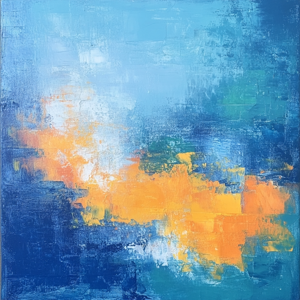 Abstract oil painting inspired by Gulf Coast colors.