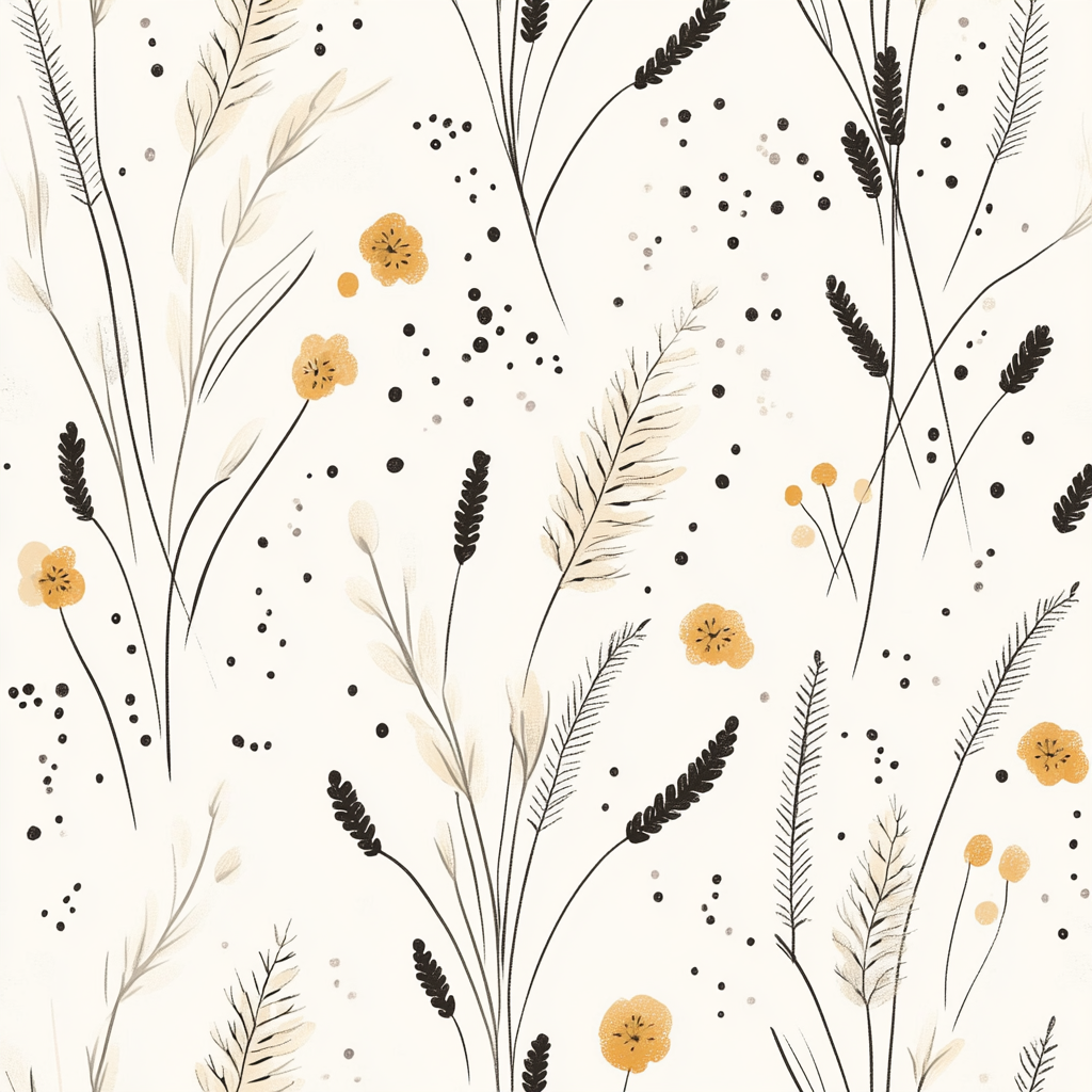 Abstract pattern inspired by Korean farming, minimalist hand-drawn look.