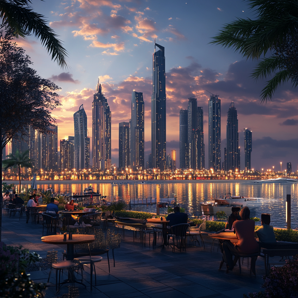 Abu Dhabi in 2024: realistic, futuristic, Arabian cityscape, stunning