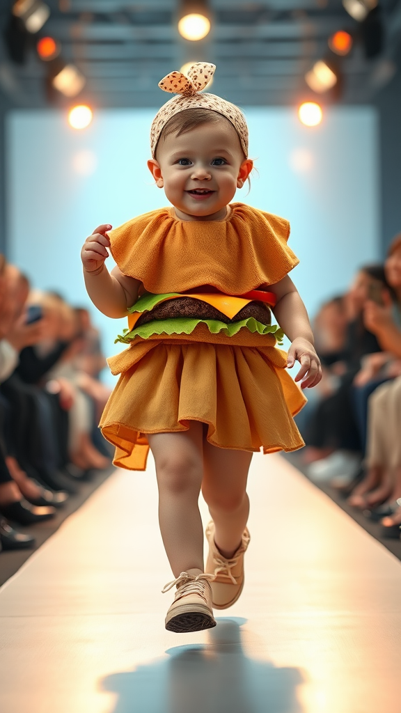 Adorable Baby Struts Burger Runway Fashion Show