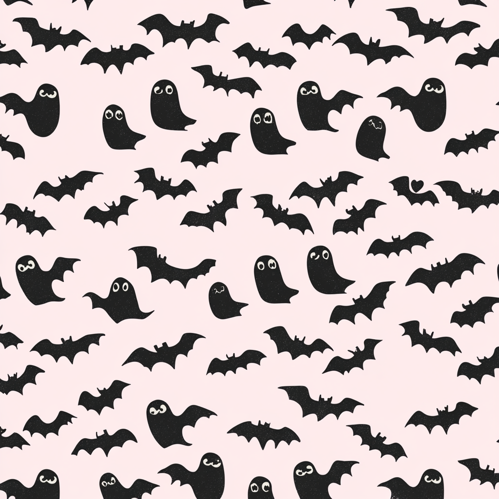 Adorable Halloween Pattern with Pink Background and Ghosts