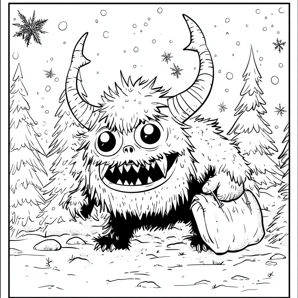 Adorable Krampus in Snowy Forest