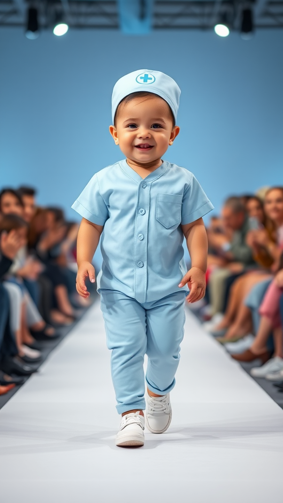 Adorable baby nurse charms runway audience