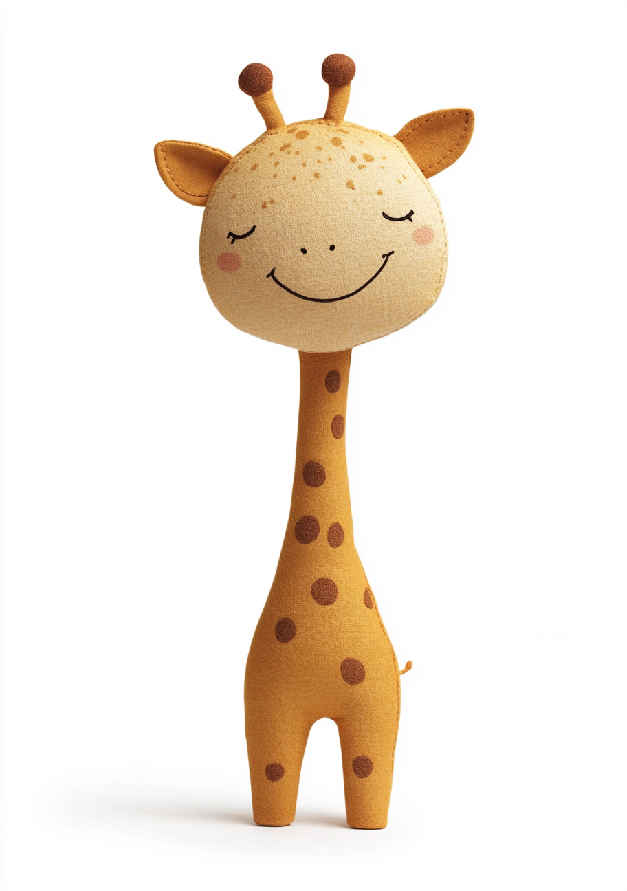 Adorable giraffe toy drawing by Klassen/Jeffers: cute, minimalistic.