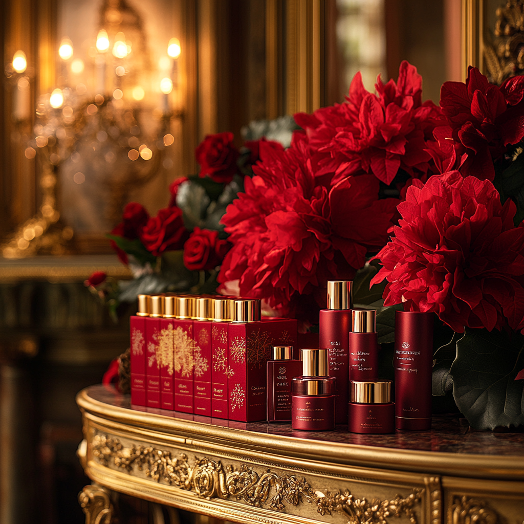 Advent Calendar with Beauty Products in Golden Room