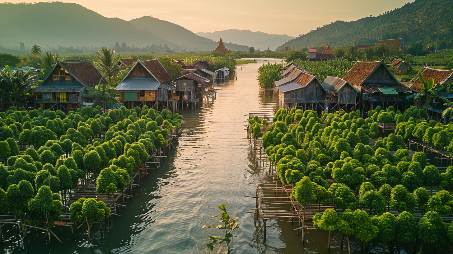 Aerial View of Kampot's Traditional Pepper Plantations