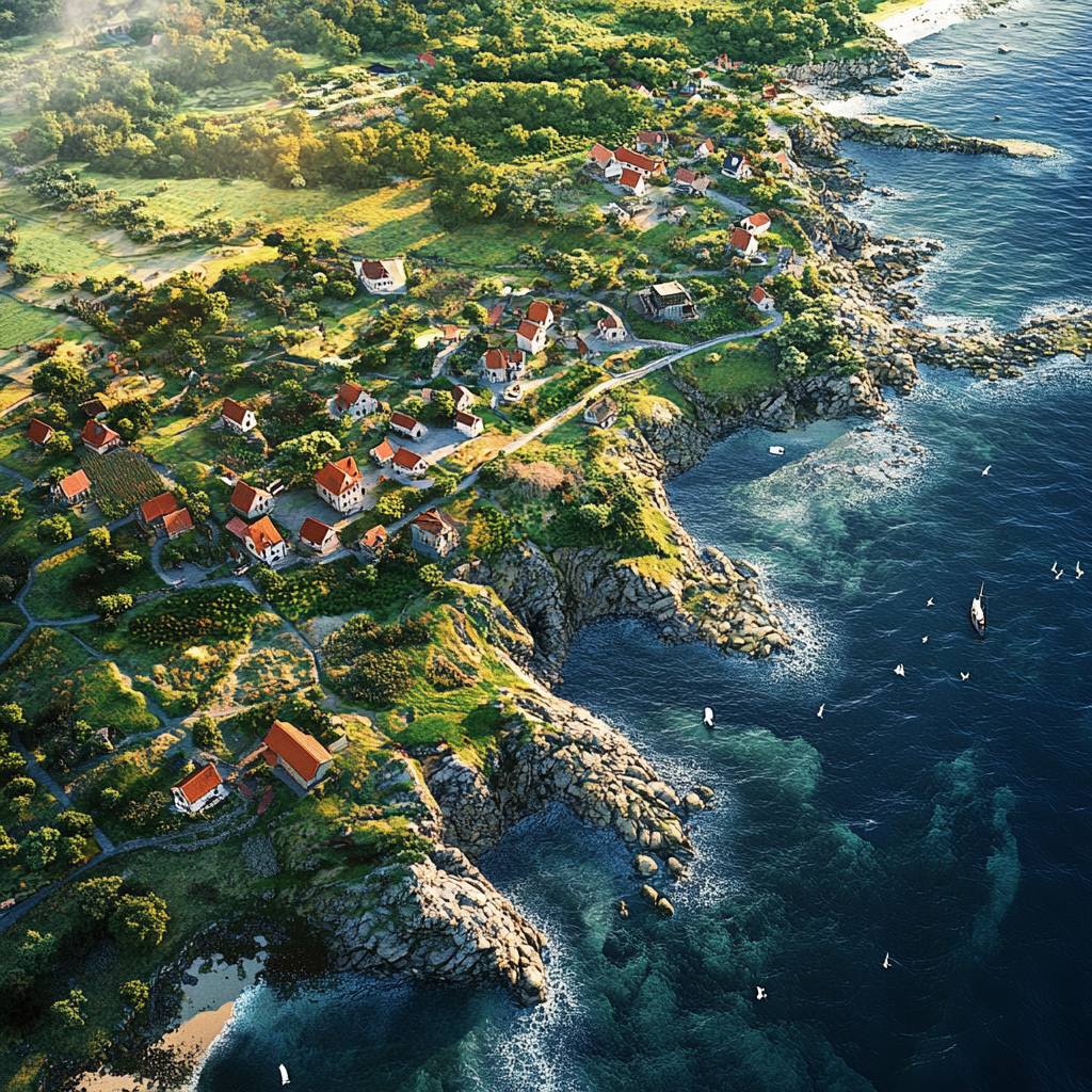 Aerial view of Bornholm's diverse, serene landscapes