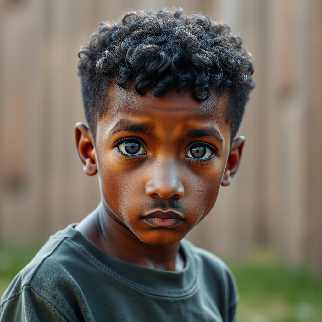 African American Boy with Bright Eyes and Fade
