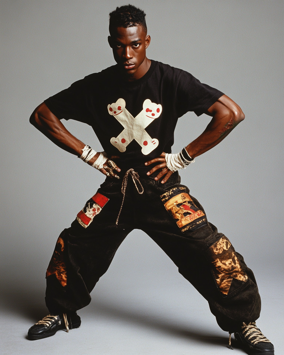 African American kung fu fighter poses for album