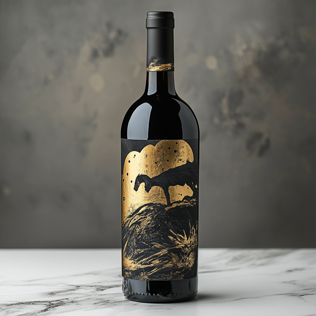 African-inspired Luxury Wine Labels on Marble Surface