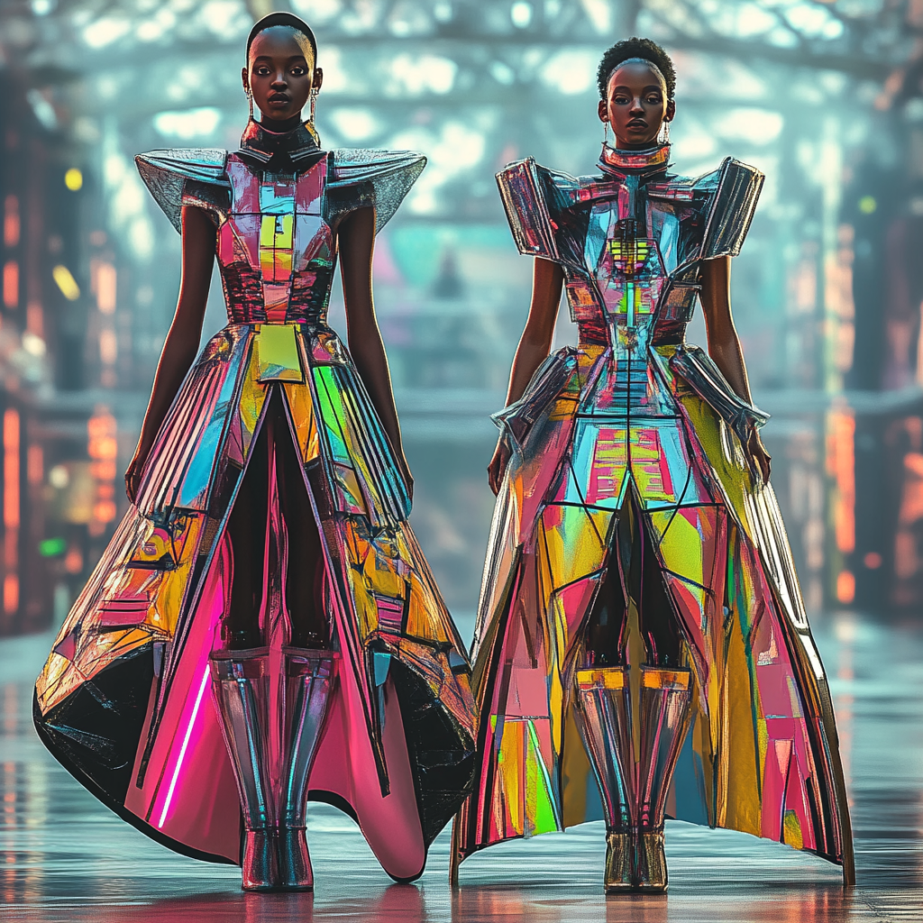 Afrofuturism Extruded Dress by BZM in Bright Colors