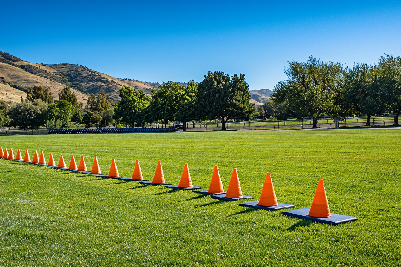 Agility Drill Cones in Wide Open Field