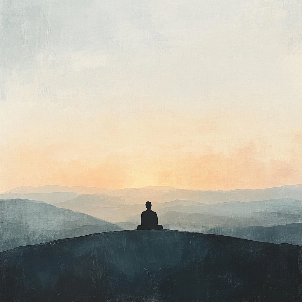 Album cover shows figure alone in peaceful landscape.