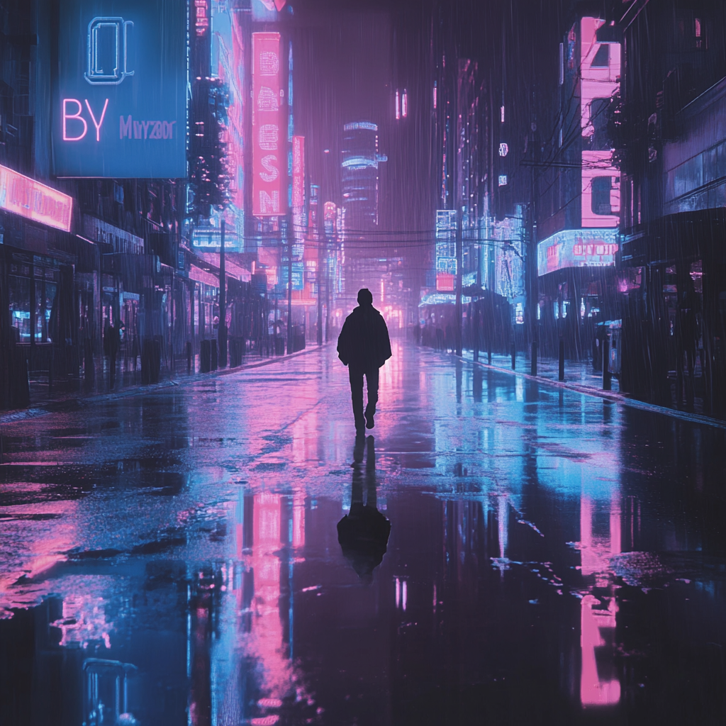 Album cover theme: solitude in urban setting, reflects night.