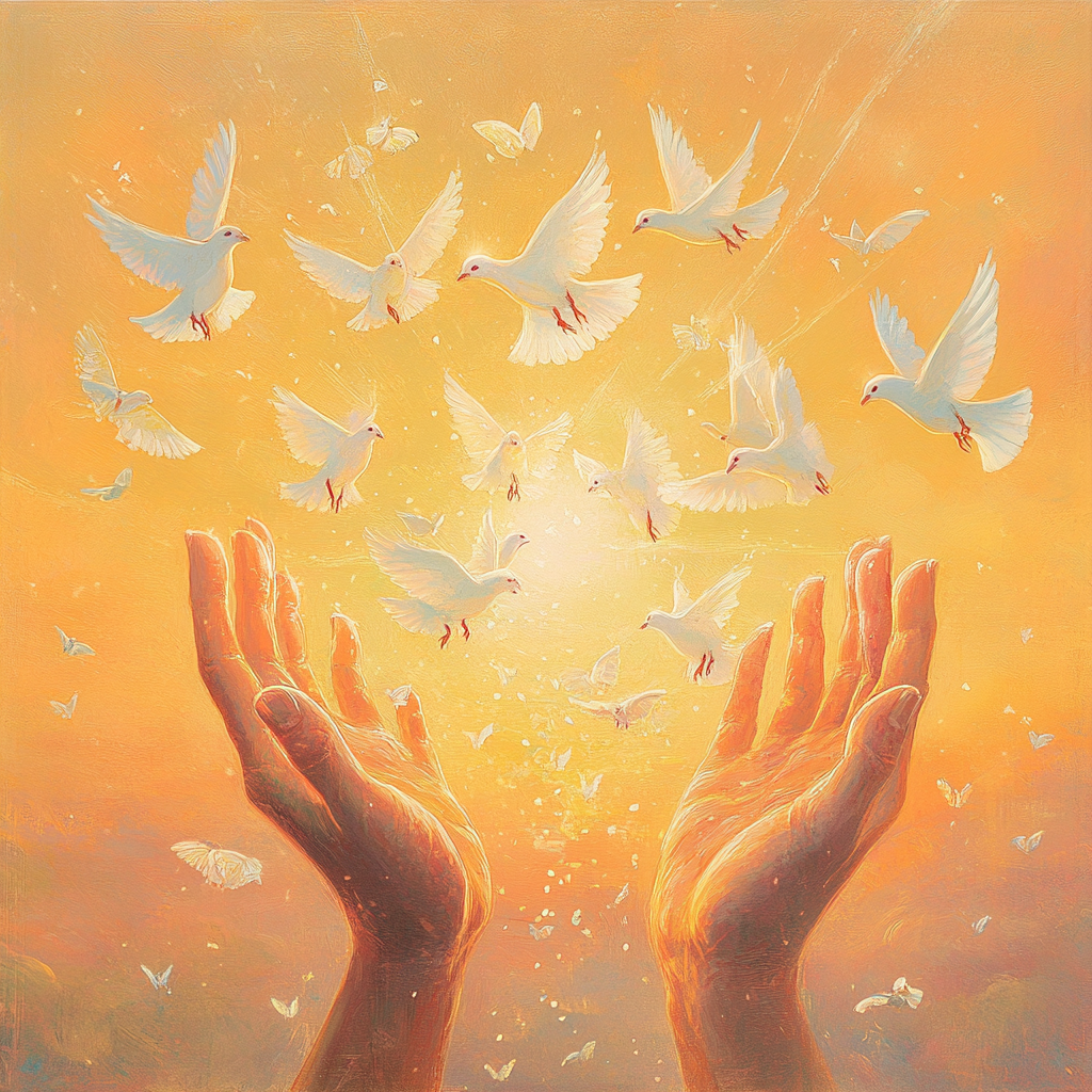 Album cover with glowing doves or butterflies released.