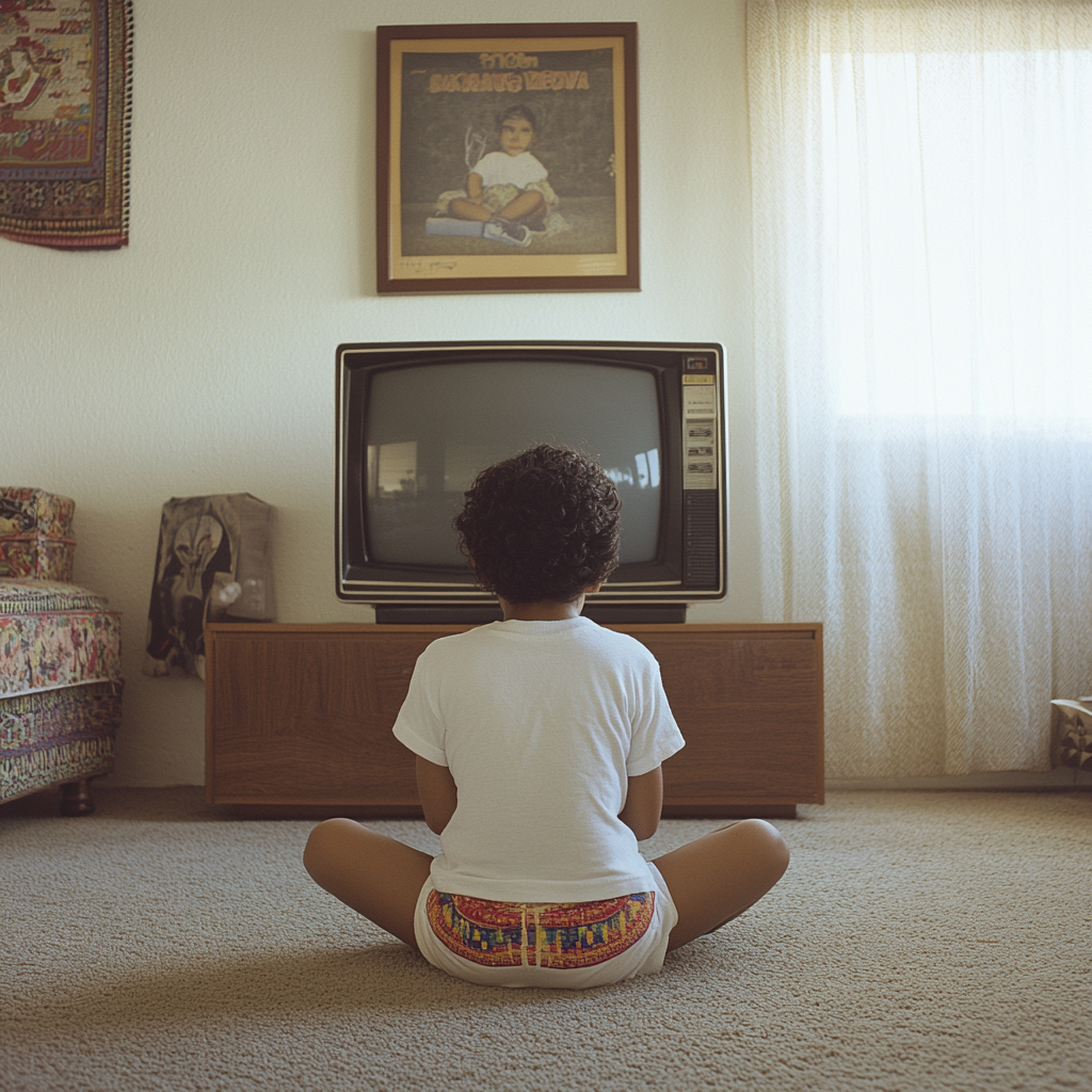 Alex Rivera, 7, plays Atari in 1980s living room.