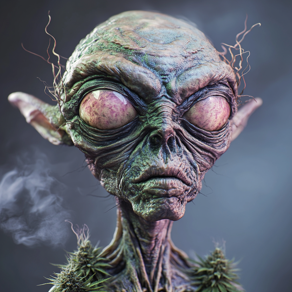 Alien Martian Marijuana Hybrid Character: Evil, Scary, Realistic