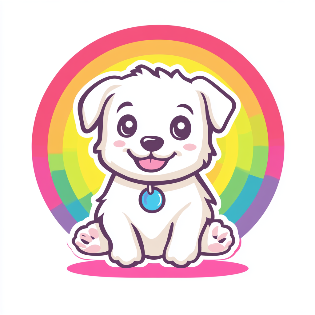 Alt Image Text: Graphic, colorful logo of puppy being groomed.