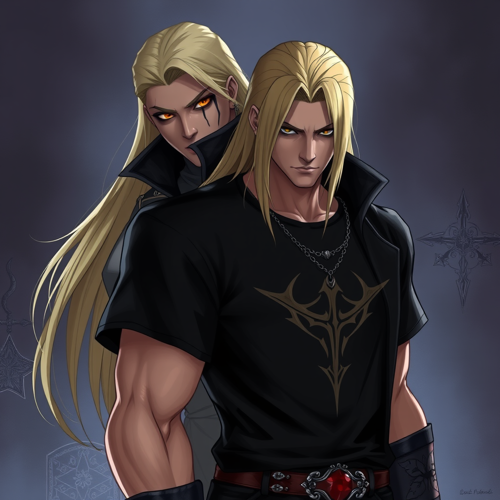 Alucard and Blonde Booba in Black Tees