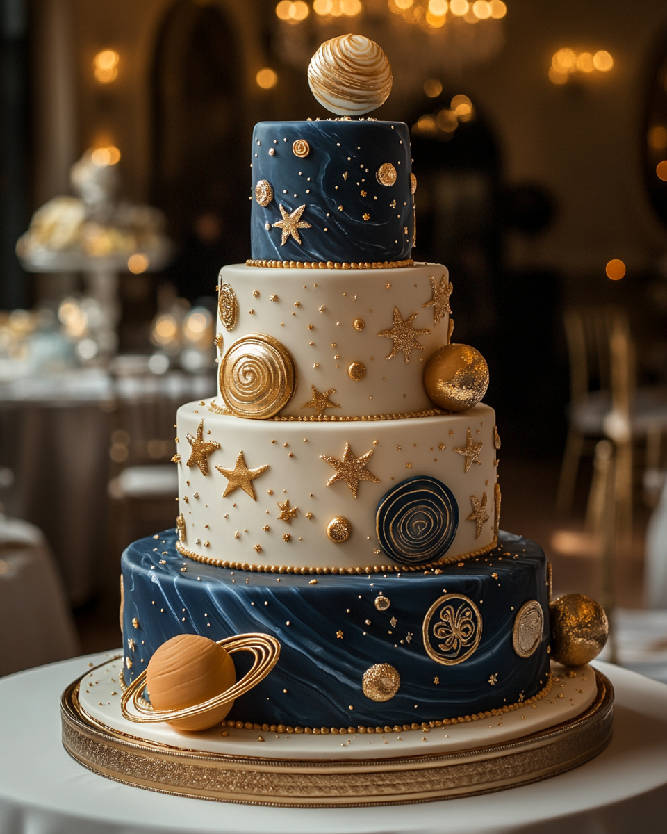 Amazing Solar System Birthday Cake in Geode Style