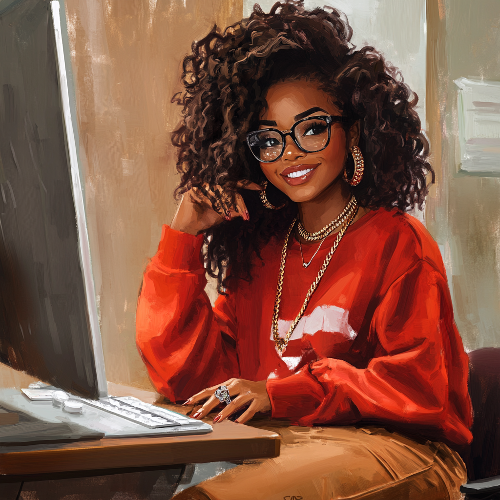 An African American woman smiling in classroom portrait.