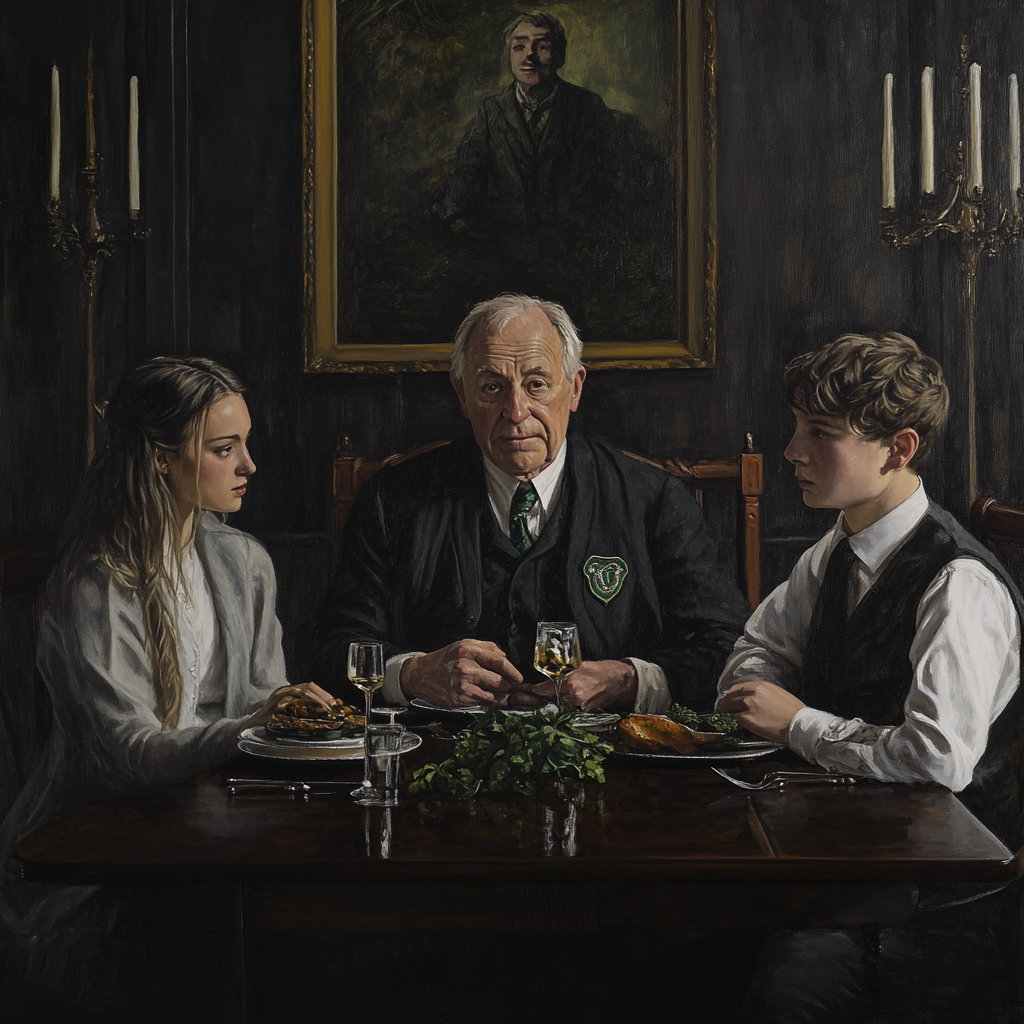 An Aristocratic Family Dinner Portrait in Mansion