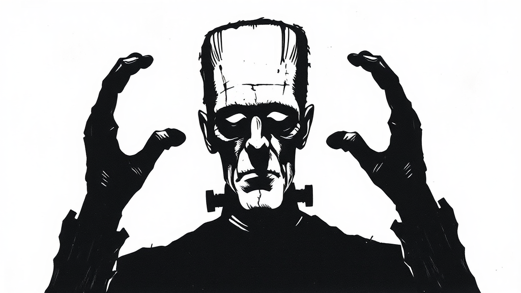 An Eerie Ink Silhouette of Frankenstein's Monster